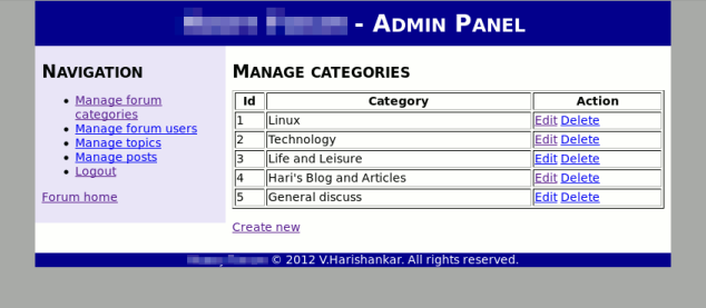 Manage Categories